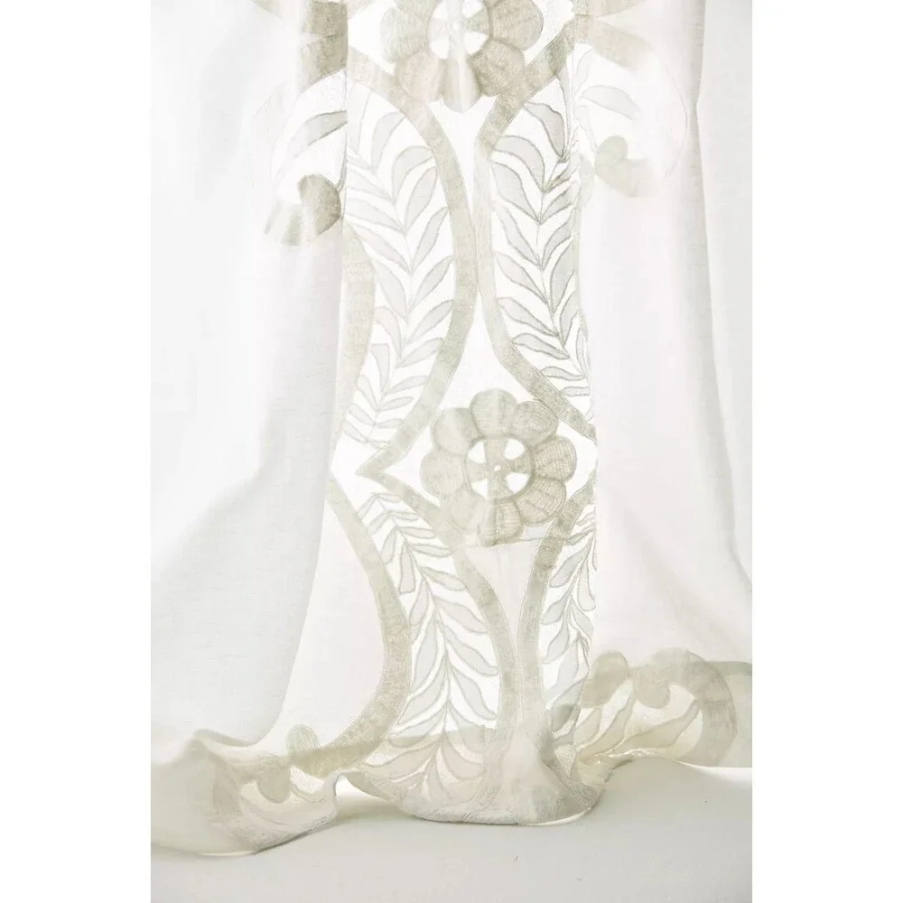 Anthropologie Embroidered Lacina Curtain Panel Lace White 96” NEW